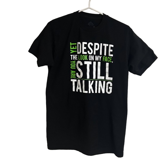 Ann Arbor Other - Woman’s Classic Black Tee with Bold White and Green Text Size M